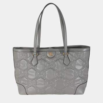 Pre Owned Gucci Grey GG Matelasse Calfskin Medium Ophidia Tote bag