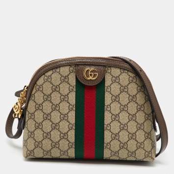 Gucci Beige/Brown GG Supreme Canvas and Leather Ophidia Bag