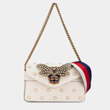 Gucci White Mini Queen Margaret Broadway Leather Satchel