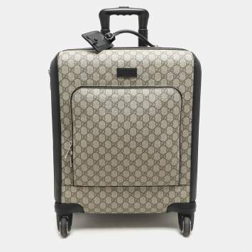 Gucci Beige/Black GG Supreme and Leather Small Cabin Trolley