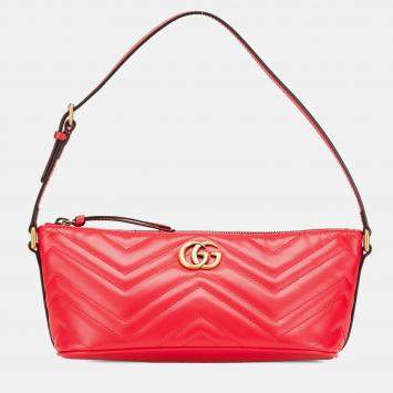 Pre Owned Gucci Red GG Marmont Matelasse Leather Shoulder Bag