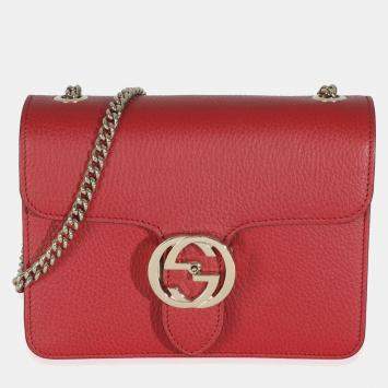 Gucci Red Dollar Calfskin Small Interlocking Chain Bag