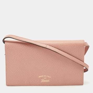 Gucci Pink Leather Swing Wallet on Strap