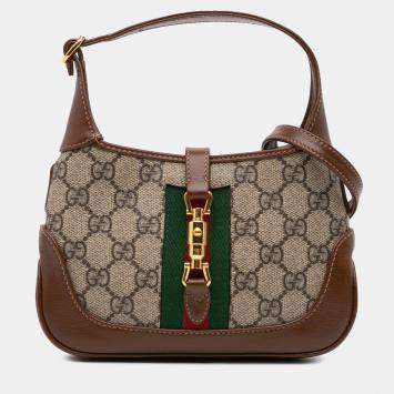 Gucci Brown Mini GG Supreme Jackie 1961 Crossbody Shoulder Bag