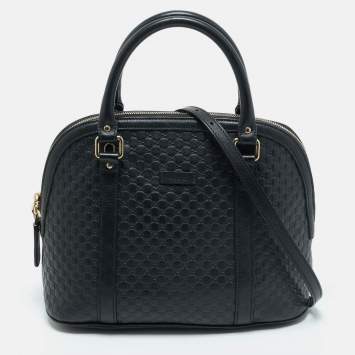 Gucci Black Microguccissima Leather Nice Dome Satchel