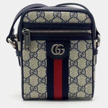 Gucci Beige Black PVC Ophidia GG Crossbody Bag