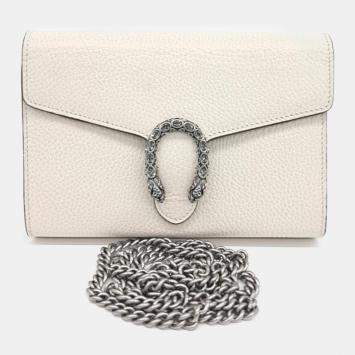 Gucci White Leather Dionysus Mini Chain Bag