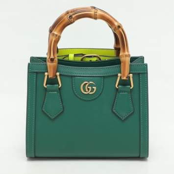 Gucci Green Leather Mini Diana Tote