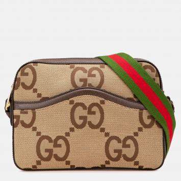 Gucci Beige/Brown Jumbo GG Canvas Web Crossbody
