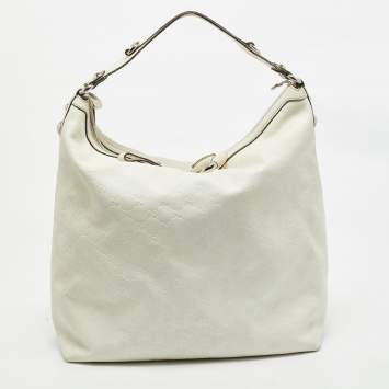 Gucci White Guccissima Leather Large Icon Bit Hobo 