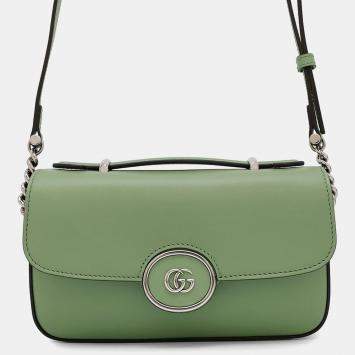 Pre Owned Gucci Petite GG Mini Green Leather Shoulder Bag