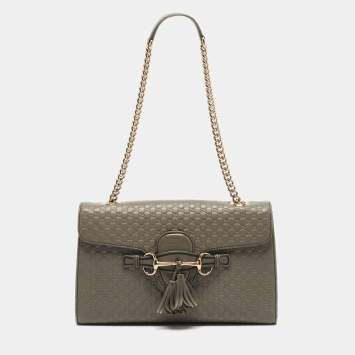 Gucci Grey Microguccissima Leather Medium Emily Chain Shoulder Bag