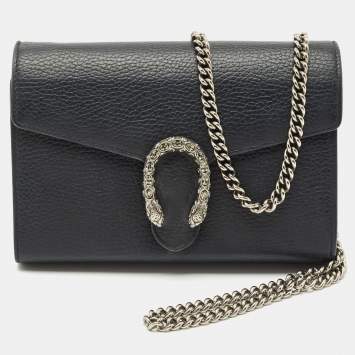  Gucci Black Leather Dionysus Wallet On Chain
