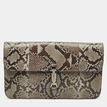 Gucci Brown/Blue Python Soft Jackie Clutch