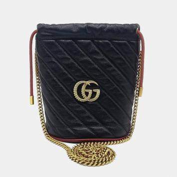 Gucci Black Leather Mamont Bucket Bag