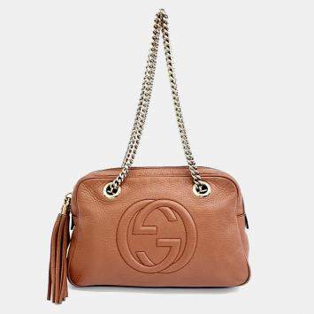 Gucci Brown Leather Soho Chain Shoulder Bag