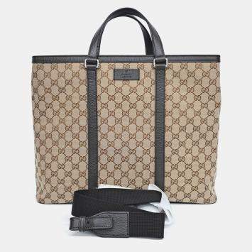 Gucci Beige Jacquard Jacquard Tote and Shoulder Bag