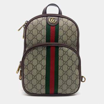 Gucci Brown Coated Canvas and Leather GG Ophidia Crossbody Slingback Hip Sack