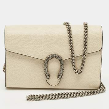 Gucci Off White Leather Dionysus Mini Wallet on Chain