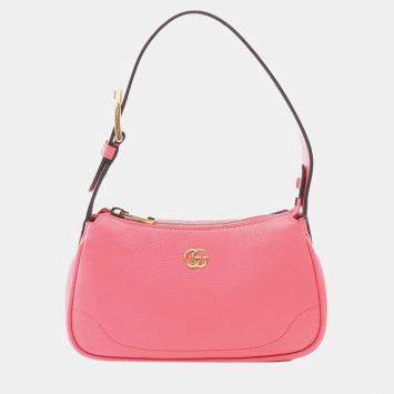 Pre Owned Gucci Pink Mini Leather Aphrodite Shoulder Bag