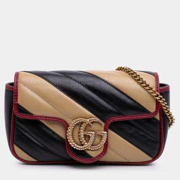 Gucci Multicolor Super Mini GG Marmont Matelassé Leather Torchon Flap Crossbody Bag