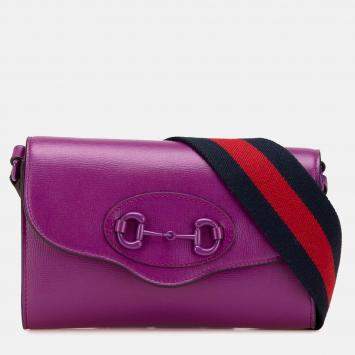 Gucci Purple Mini Leather Horsebit 1955 Web Crossbody