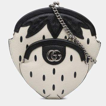 Gucci White Leather Fruittini Strawberry Crossbody Bag