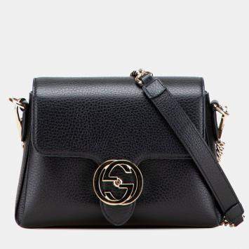 Gucci Black Small Dollar Calfskin Interlocking G Crossbody Bag