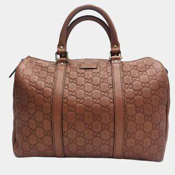 Gucci Joy Brown Guccissima Leather Boston Bag