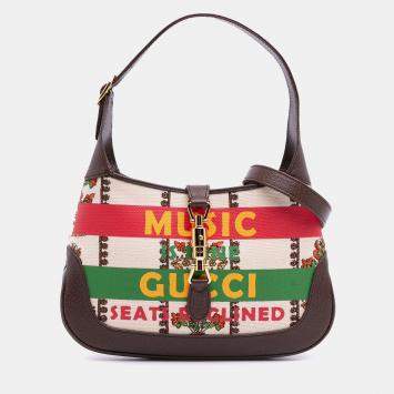 Gucci Brown Small Canvas 100 Centennial Music Jackie 1961 Crossbody