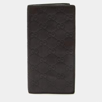 Pre Owned Gucci Brown Guccissima Leather Bifold Long Wallet