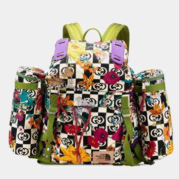 Gucci Multicolor The North Face Floral Multicolor Nylon and Leather Backpack