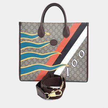 Gucci Multicolor Coated Canvas Interlocking G Medium Tote