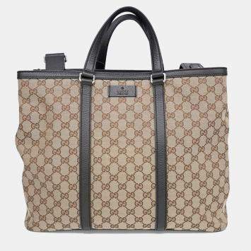 Gucci Beige/Brown Canvas Jacquard Shoulder Bag