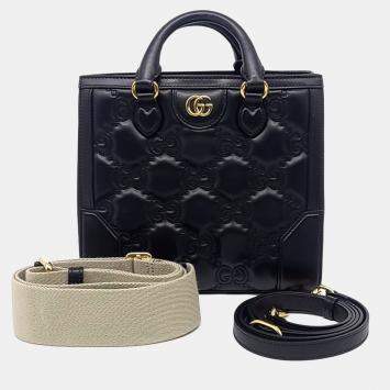 Gucci Black Leather Matrasse Mini Top Handle Bag