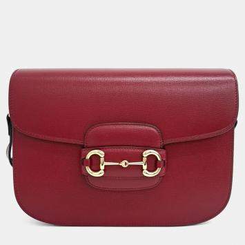 Gucci Red Leather 1955 Horsebit Shoulder Bag