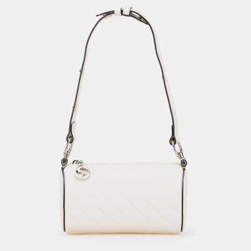 Gucci White Mini Leather Blondie Barrel Shoulder Bag