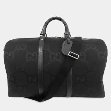 Pre Owned Gucci Black Large Jumbo GG Canvas Duffle Bag