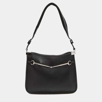 Gucci Horsebit Slim Black Leather Shoulder Bag