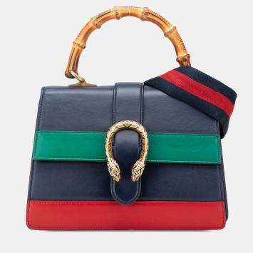 Gucci Multicolor Medium Leather Bamboo Dionysus Web Satchel