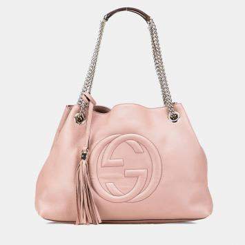 Gucci Pink Medium Leather Soho Chain Tote