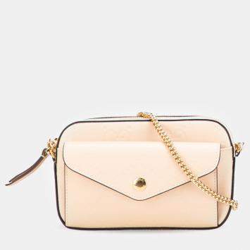 Gucci Beige Super Mini GG Debossed Calf Chain Wallet