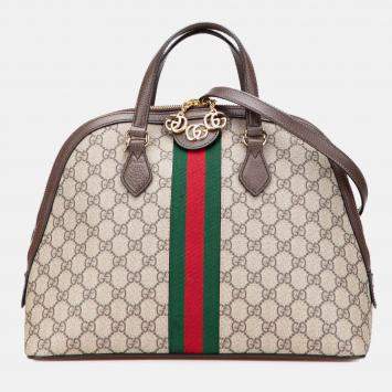 Gucci Brown Medium GG Supreme Ophidia Web Satchel