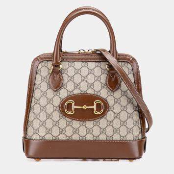 Gucci Brown Small GG Supreme Horsebit 1955 Satchel