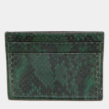 Pre Owned Gucci Dark Green/Black Python Card Holder