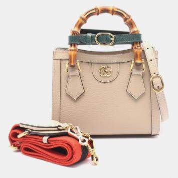 Gucci Diana Mini Bamboo Tote Bag Leather  Beige