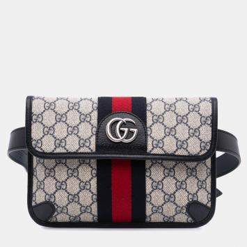Pre Owned Gucci Beige GG Supreme Ophidia Belt Bag