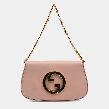 Pre Owned Gucci Pink Calfskin Blondie Chain Satchel