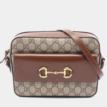 Gucci Brown Small GG Supreme Horsebit 1955 Crossbody