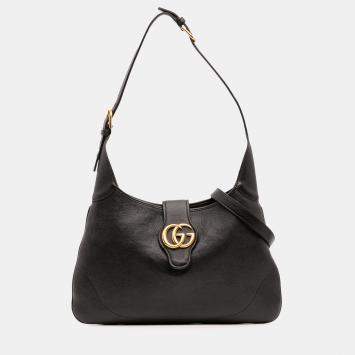 Gucci Black Medium Leather Aphrodite Crossbody Bag 